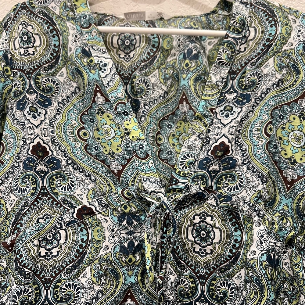 Athleta Surfside Kurta Paisley Coverup Tunic Silk Size Small - Picture 5 of 10
